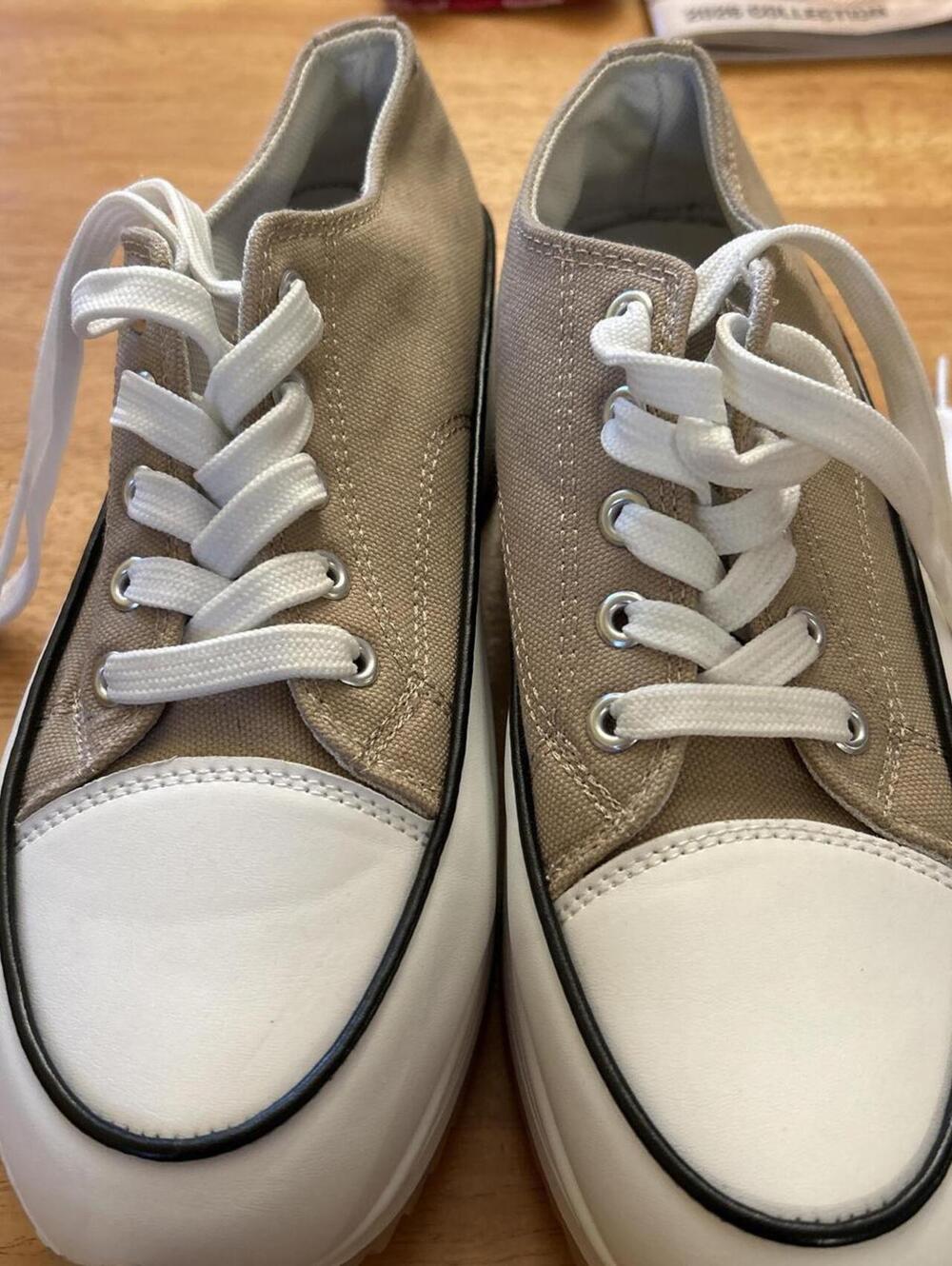 Womens Tan Platform Lug Sole Sneakers Wata Shoes Size 9